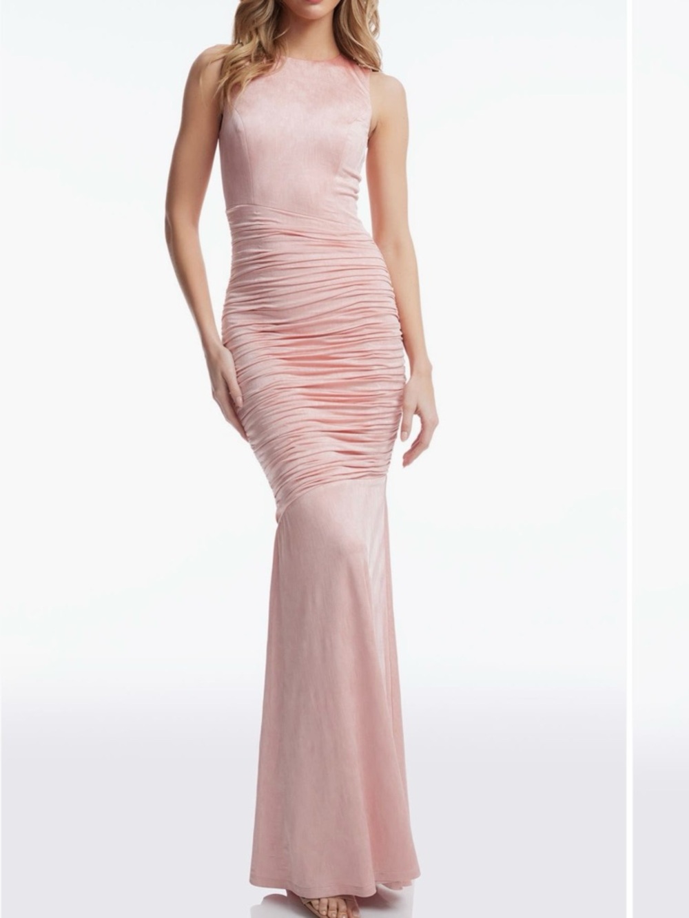 Dress the Population Blush Pink Ruched Mermaid Maxi Dress